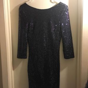 BLUE SEQUIN BACKLESS MINI DRESS PARTY TOBI
